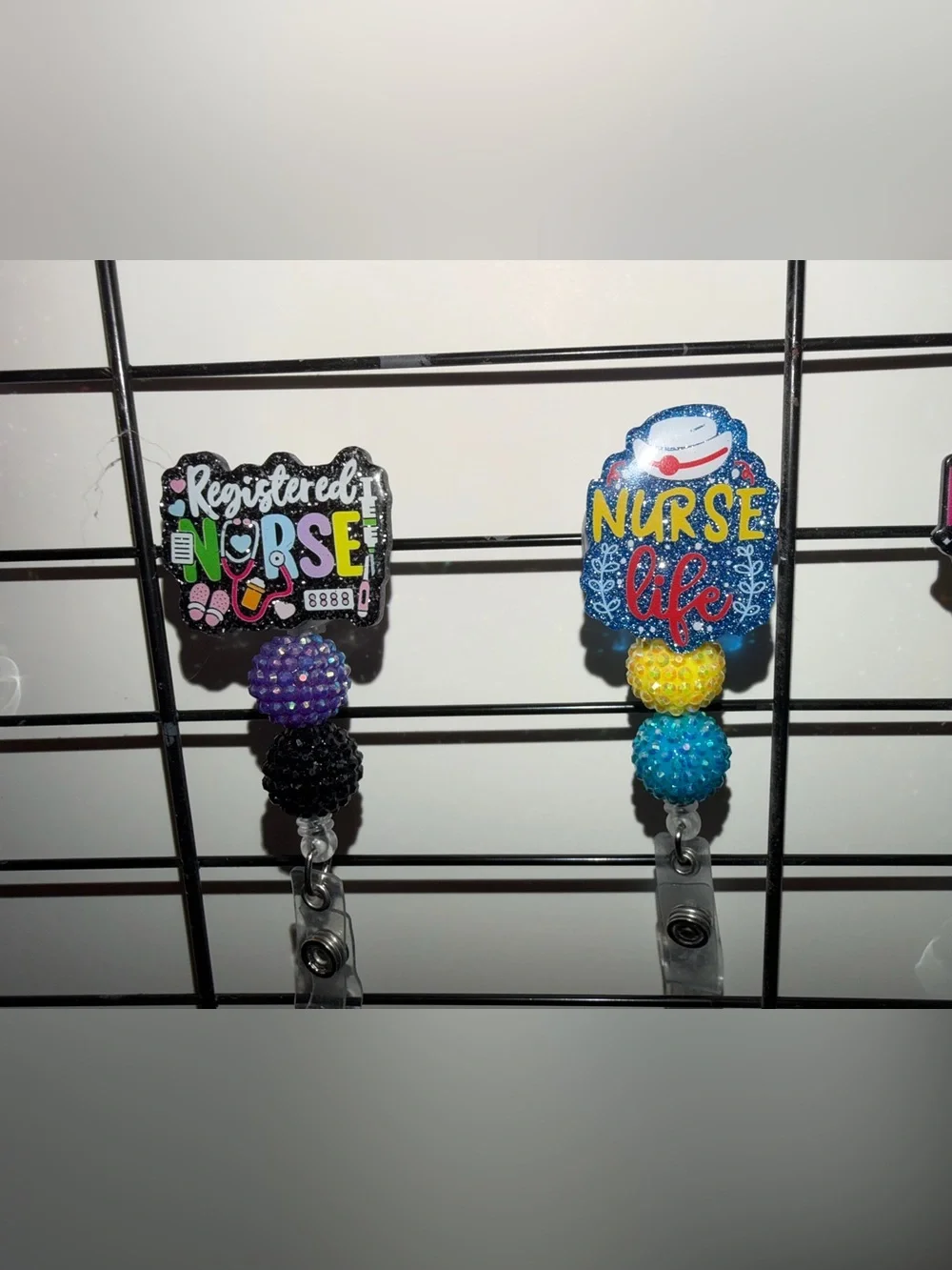 Super Nurse Badge Reel - Blue Sparkle Retractable ID Holder